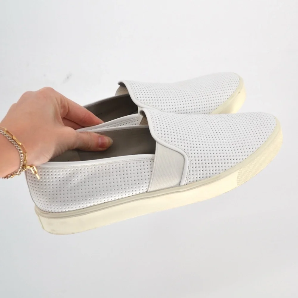 Vince Blair Perforated Leather Slip On Sneaker White Women's US 9 / 39